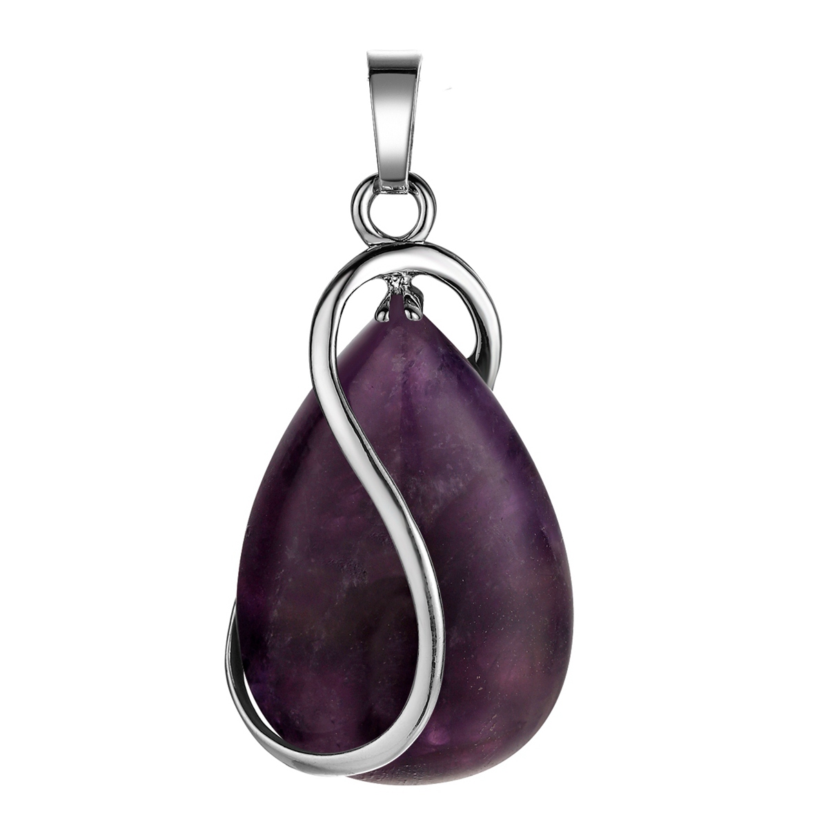 qimoshi Natural stone pendant S-shaped woman necklace stainless steel healing energy sweater chain Christmas gift 12pcs