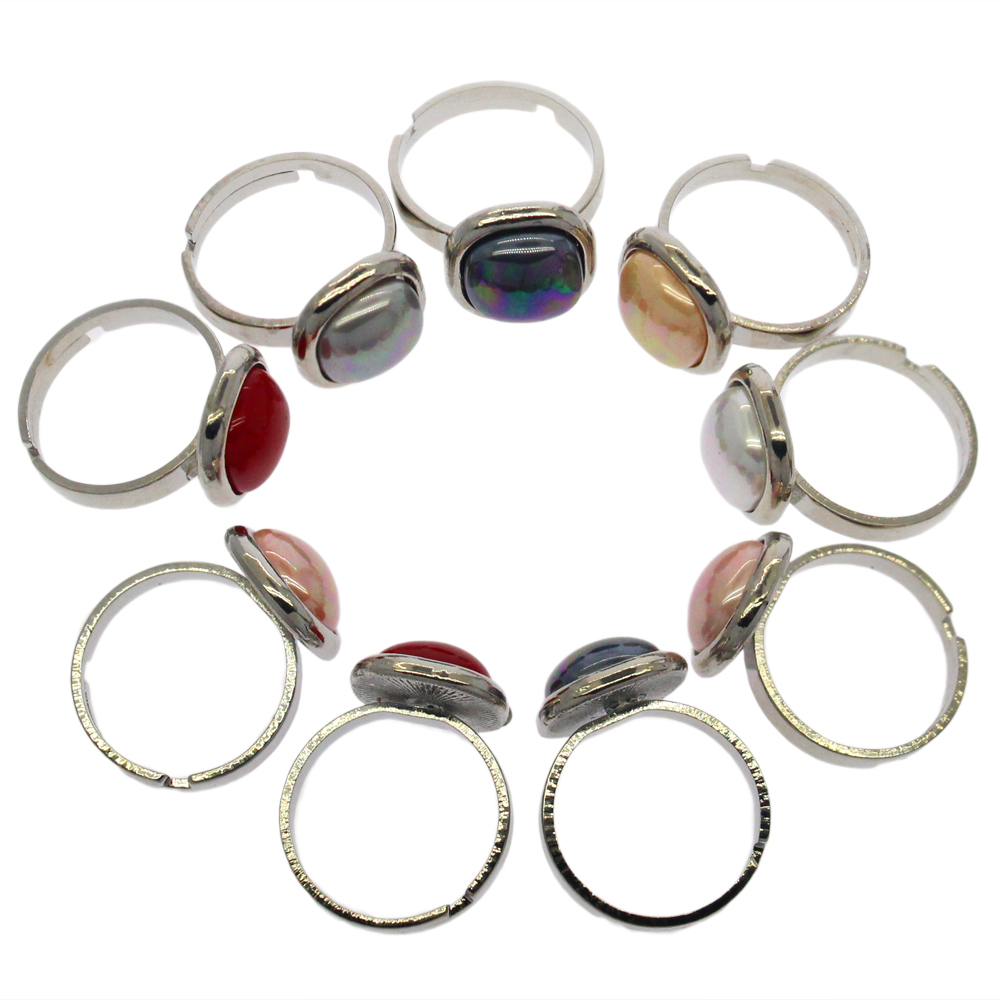 Fashionable natural shell jewelry originality delicate 6 colors square shell copper rings female charm jewelry