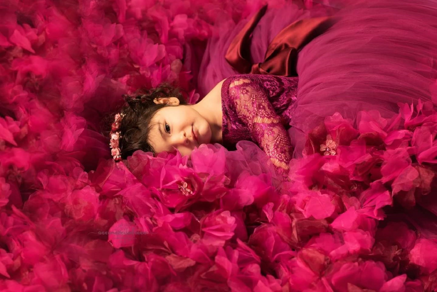 Newest Ball Gown Flower Girl V Neck Long Sleeve Tulle Lace Tiers Wedding Dress Floor Length Girl's Birthday Part 0431