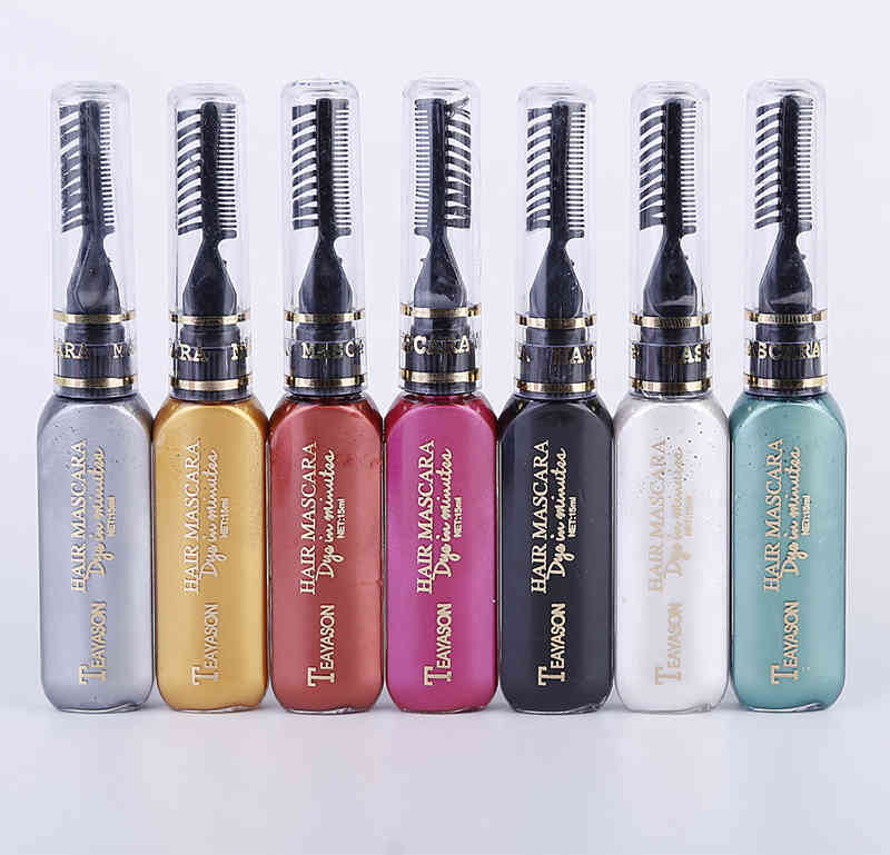 TEAYASON 13 Colors 15ml One-time Hair Color Hair Dye Temporary Non-toxic DIY Hair Color Mascara Dye Cream Blue Grey Purple DHL free