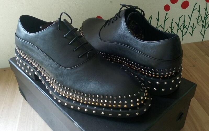 Hot Sale-Handmade Men Oxfords Formal Business Shoes Flat Rivets Gentlemen Shoes High Quality
