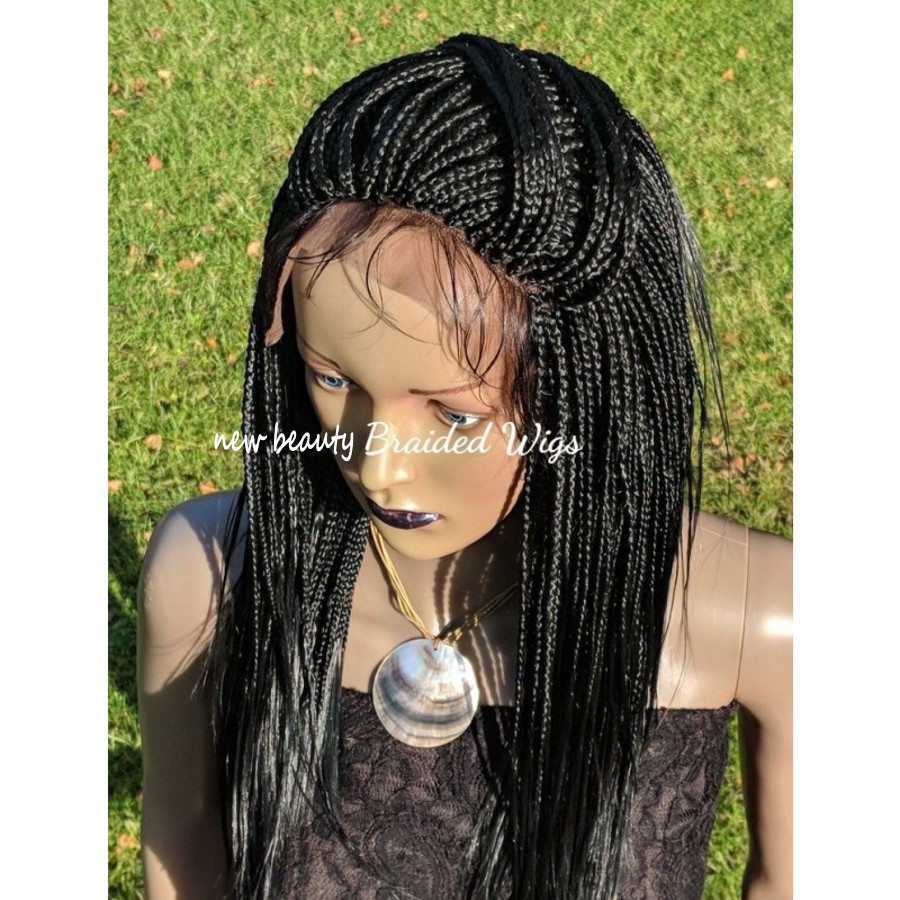250% Density brazilian full lace front Short Braids Wigs for black women natural black/brown synthetic Braided Wig with baby hair