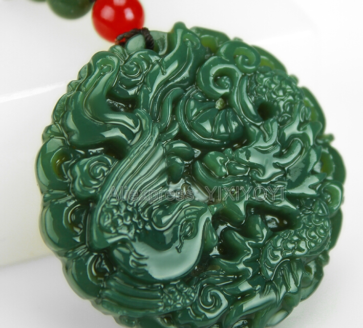 Beautiful Natural Green HeTian Jade Carved Chinese Dragon Phoenix Amulet Lucky Pendant + Free Necklace Certificate Fine Jewelry
Beautiful Natural Green HeTian Jade Carved Chinese Dragon Phoenix Amulet Lucky Pendant + Free Necklace Certificate Fine Jewelry