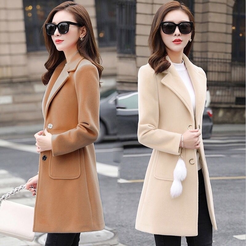 Outerwear Overcoat Autumn Winter Jacket Casual Women New Fashion Long Woolen Coat Single Breasted Slim Type Female Wool Coats T190903