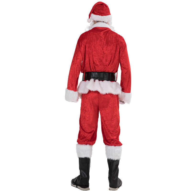 Costume Christmas Men Santa Claus Adult Cosplay Attire Velvet Dress Up Complete1