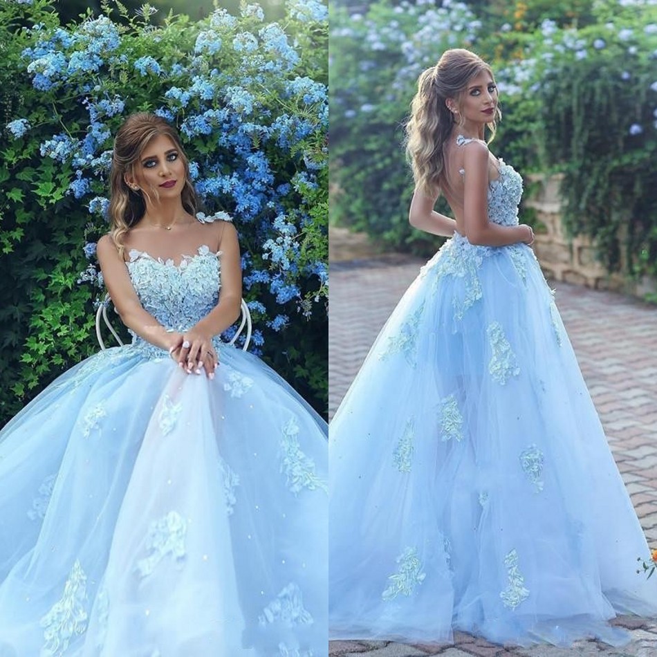 2020 Sexy See Through Ocean Blue Prom Dresses with Lace Applique Sheer Neck Pageant Party Evening Gowns A Line Cheap Bridesmaid Dress, Same as picture
2020 Sexy See Through Ocean Blue Prom Dresses with Lace Applique Sheer Neck Pageant Party Evening Gowns A Line Cheap Bridesmaid Dress, Same as picture