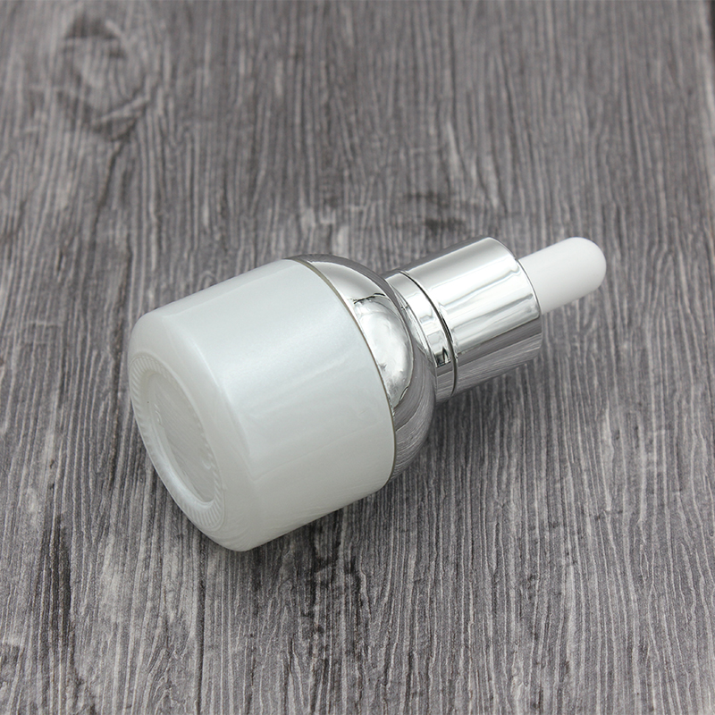 30ml Glass Serum Bottle Pearl White Transparent Cosmetic Essential Oil Packaging Dropper Bottles with Plastic Plug