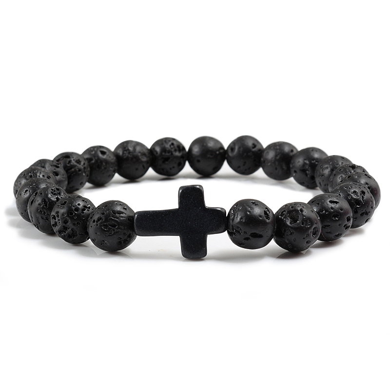 Trendy Jesus-Cross Charm Blue Turquoises Men Bracelet Black Lava Stone 8mm White Beads Bracelets Bangles for Women Jewelry
Trendy Jesus-Cross Charm Blue Turquoises Men Bracelet Black Lava Stone 8mm White Beads Bracelets Bangles for Women Jewelry