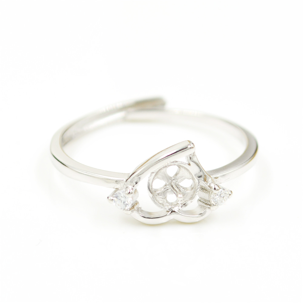 Fashion heart sizable sterling silver women's pearl ring mount adjustable S925 DIY jewelry ring wedding engagement ring for women JZT005
Fashion heart sizable sterling silver women's pearl ring mount adjustable S925 DIY jewelry ring wedding engagement ring for women JZT005