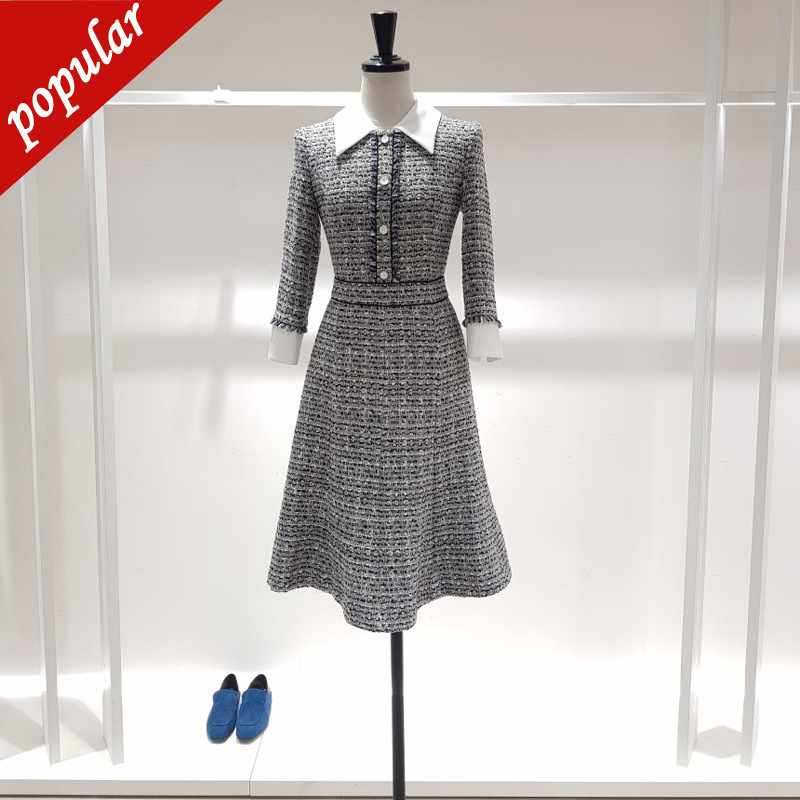 2019 Spring Autumn New Korean Fashion Knitted Tweed Dresses Women Elegant Slim A-line 3/4 Sleeve Patchwork Tassel Dress, As picture
2019 Spring Autumn New Korean Fashion Knitted Tweed Dresses Women Elegant Slim A-line 3/4 Sleeve Patchwork Tassel Dress, As picture