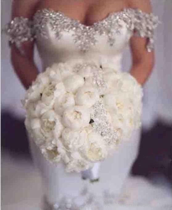 Hot Elegant Sweetheart Mermaid Wedding Dresses Off The Shoulder With Shining Beaded Satin Tulle Backless Plus Size Formal Bridal Gowns