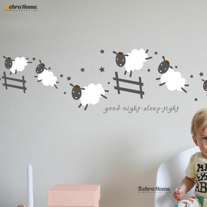 Jumping Sheep Wall Sticker Good Night Sleep Tight Decal Counting Sheep Kids Baby Room Bedroom Nursery 40x120cm Home Decoration