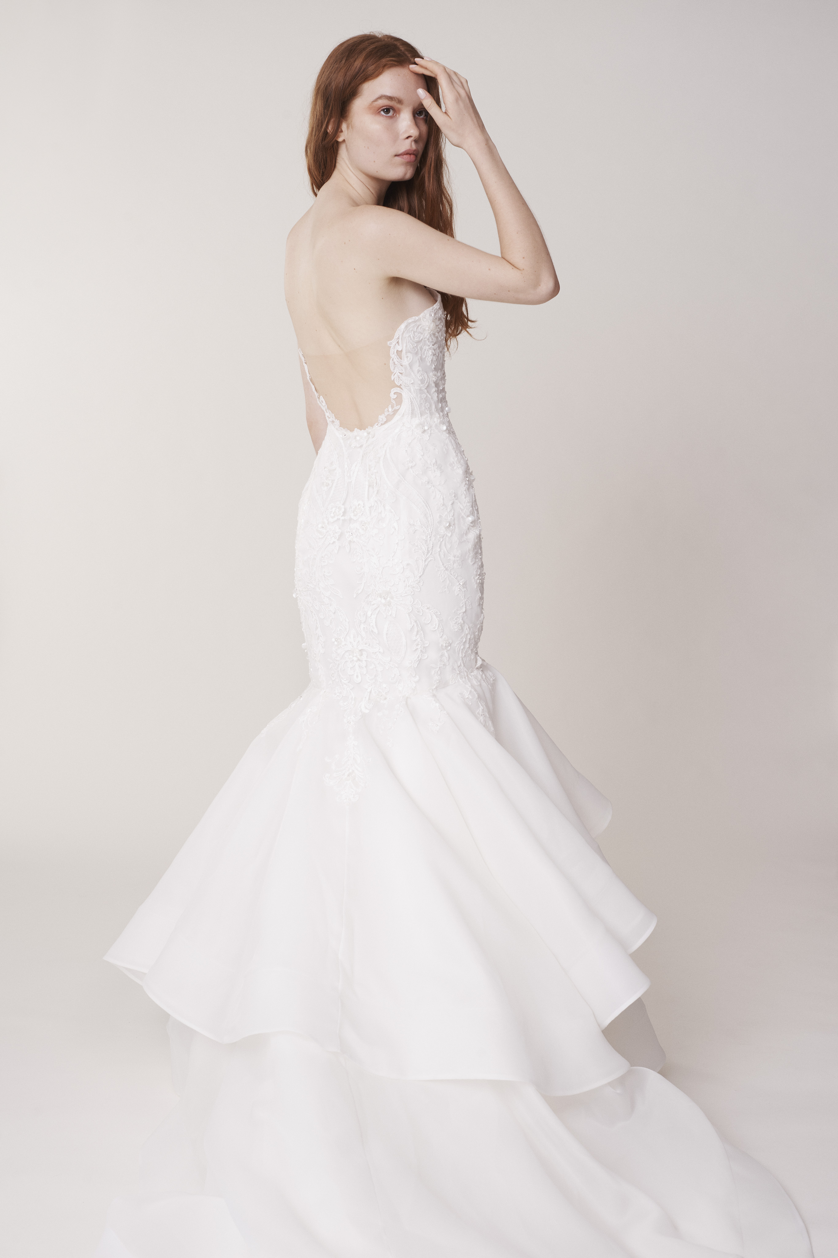 Elegent Mermaid Rita Vinieris Wedding Dresses Strapless Sleeveless Applique Tiers Wedding Gown Floor Length Custom robe de mariée