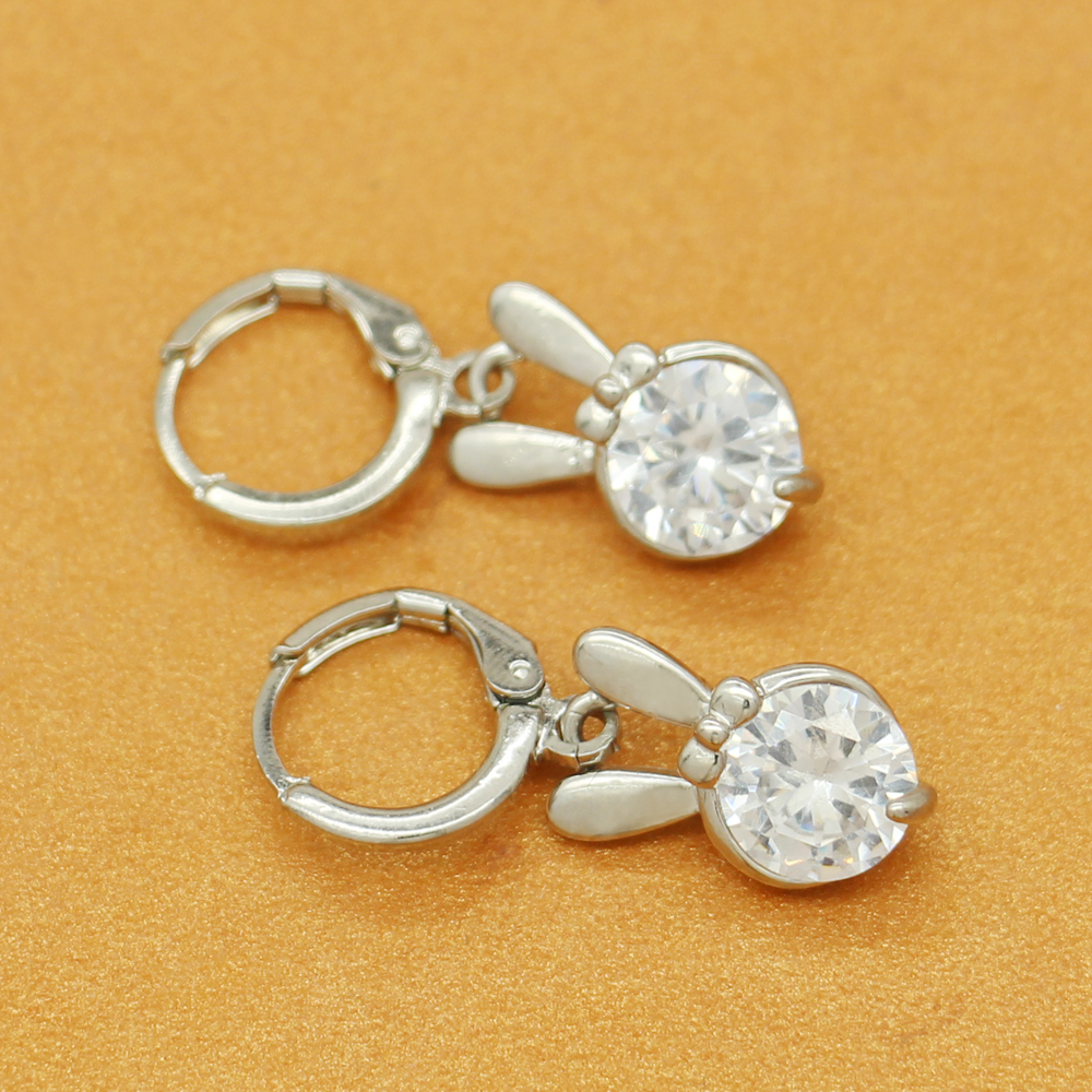 Hot Animal Style Bow Bow Rabbit Crystal Drop Earrings