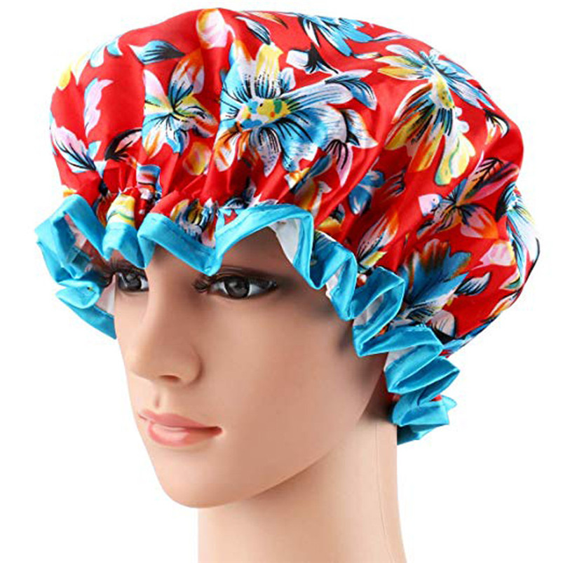 Extra Large Bath Caps Cute Shower Caps Perfect For Hair Lengths Waterproof Double Layer Multi-functional Shower Caps