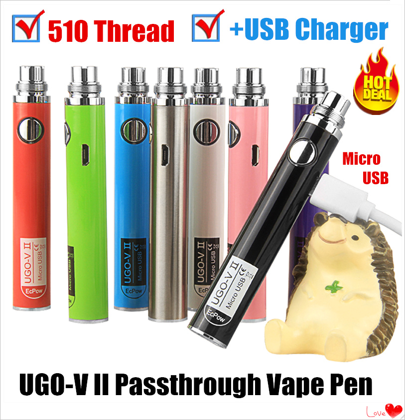 MOQ 5Pcs 100% Authentic UGO V II 510 Thread Vapes Pen Battery 650 900 mAh EVOD eGo T Micro USB Passthrough Vape batteries & Charger e cigs vaporizers
MOQ 5Pcs 100% Authentic UGO V II 510 Thread Vapes Pen Battery 650 900 mAh EVOD eGo T Micro USB Passthrough Vape batteries & Charger e cigs vaporizers