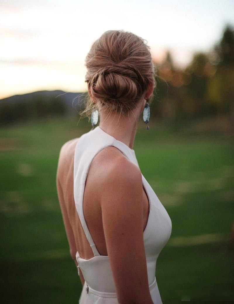 Simple Sheath Satin Wedding Jewel Neck Country Garden Style Backless Strap Bride Dresses Custom Made Chiffon Overskirt Bridal Gowns 0510