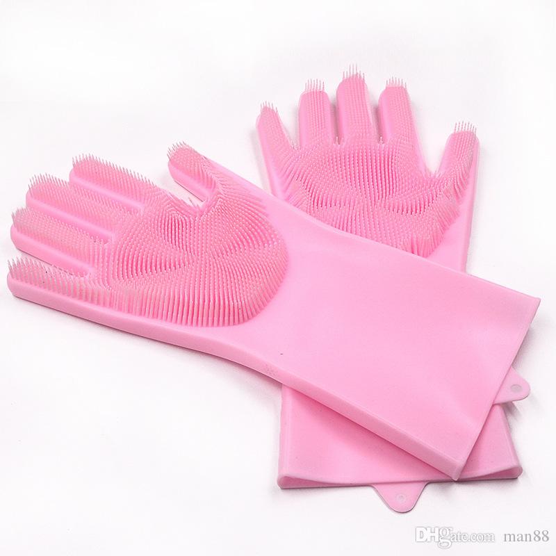 Silicone dishwashing gloves dishwashing brush housework gloves kitchen cleaning gloves