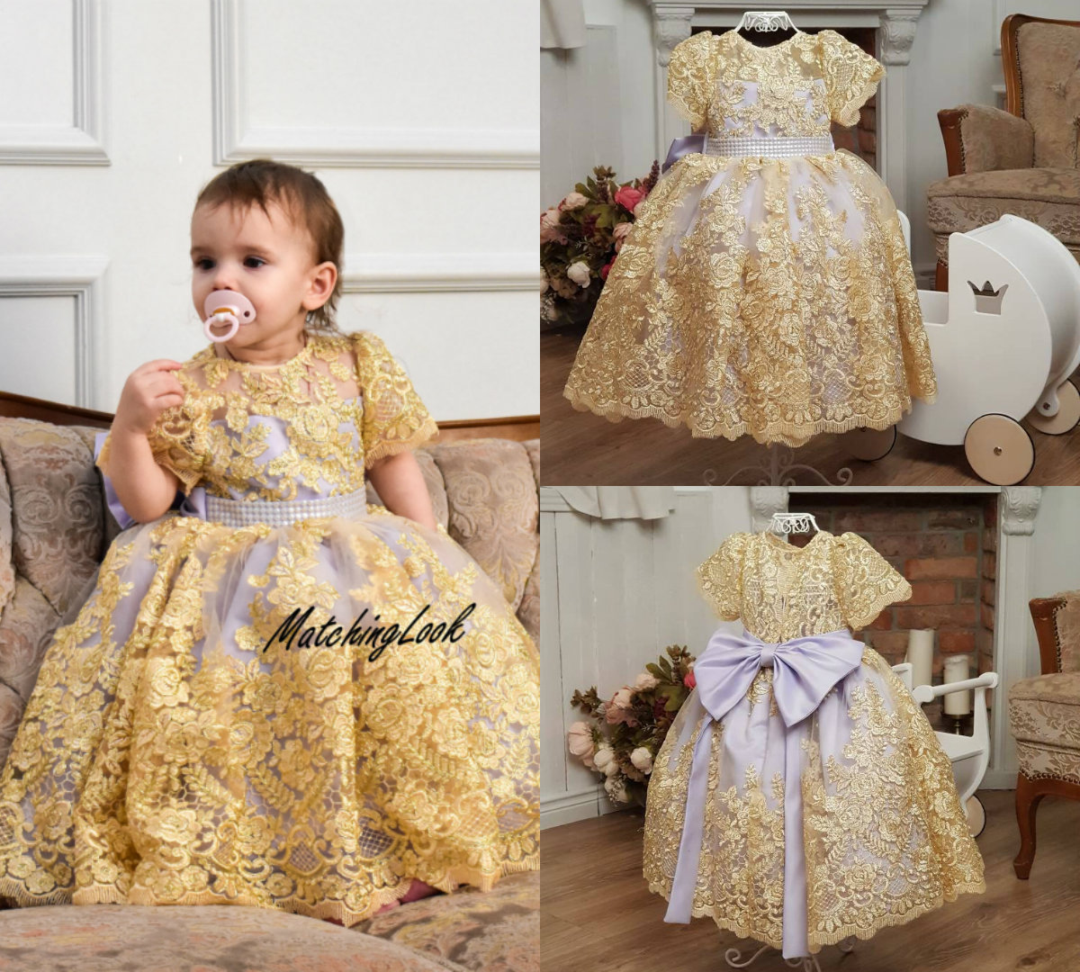 Little Baby Flower Girl Dresses For Wedding Jewel Neck Lace Appliqued A Line Short Sleeve Baby First Communion Dress