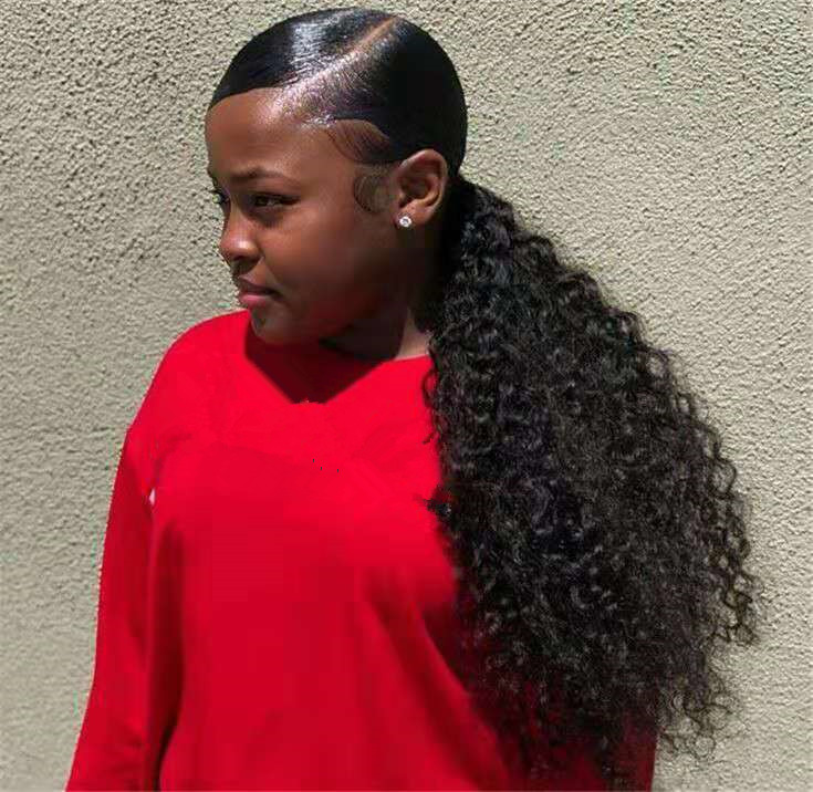 Afro Kinky Curly Ponytail 100% Human Hair Drawstring Ponytail With Clips in Hair Extensions For Women Brazilian Virgin Remy Hair 1Piece 140g