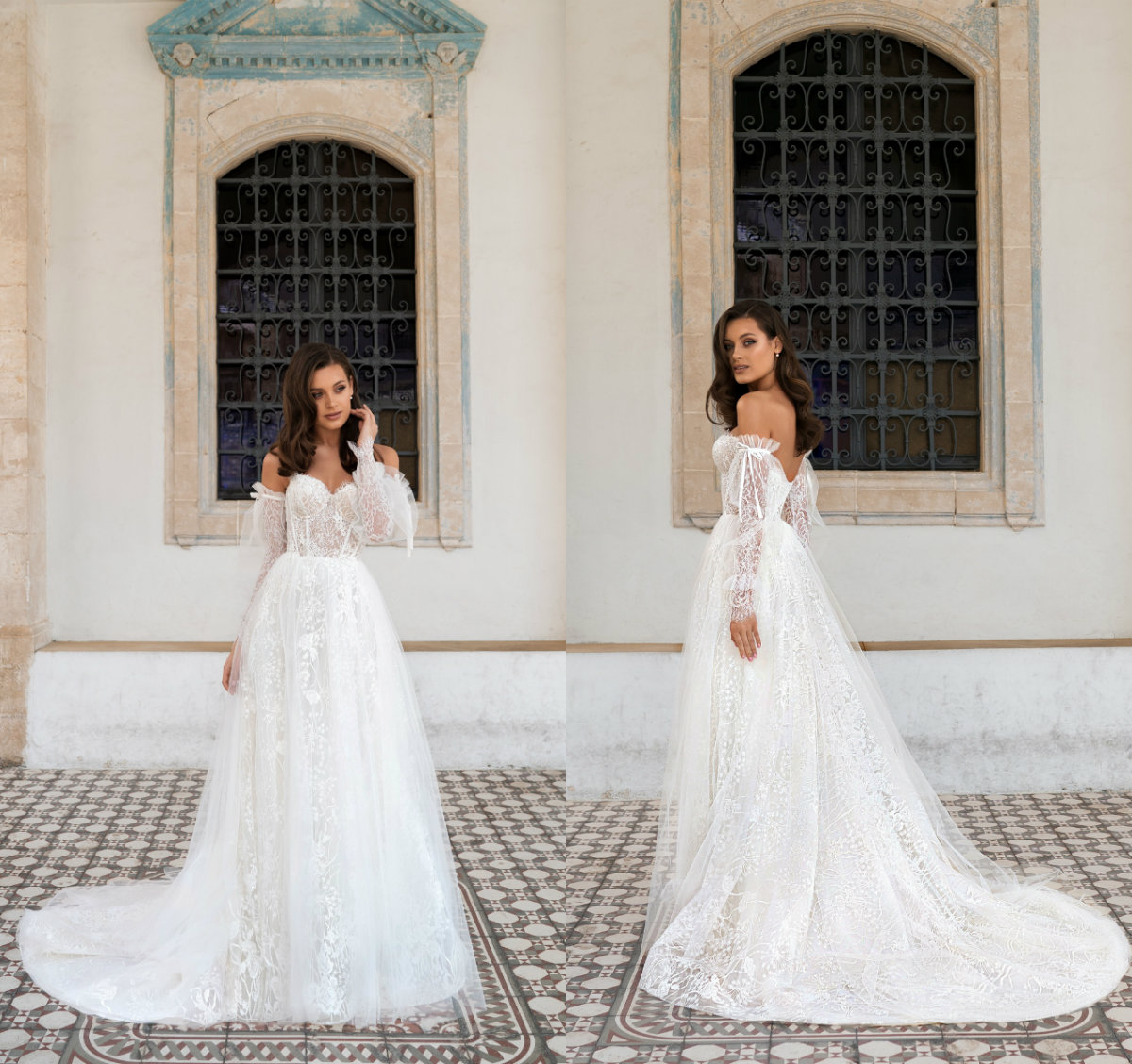 elegant illusion a line wedding dresses long sleeve sweetheart neck lace applique backless sweep train plus size beach robe de marie