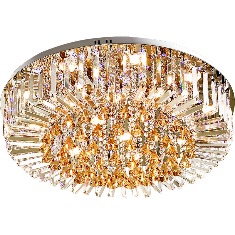 LED Light Modern Crystal Ceiling Chandeliers Lights Fixture Round American Surfae Mounted Hanging Lamp Home Indoor Lighting Remote Control 3 White Col