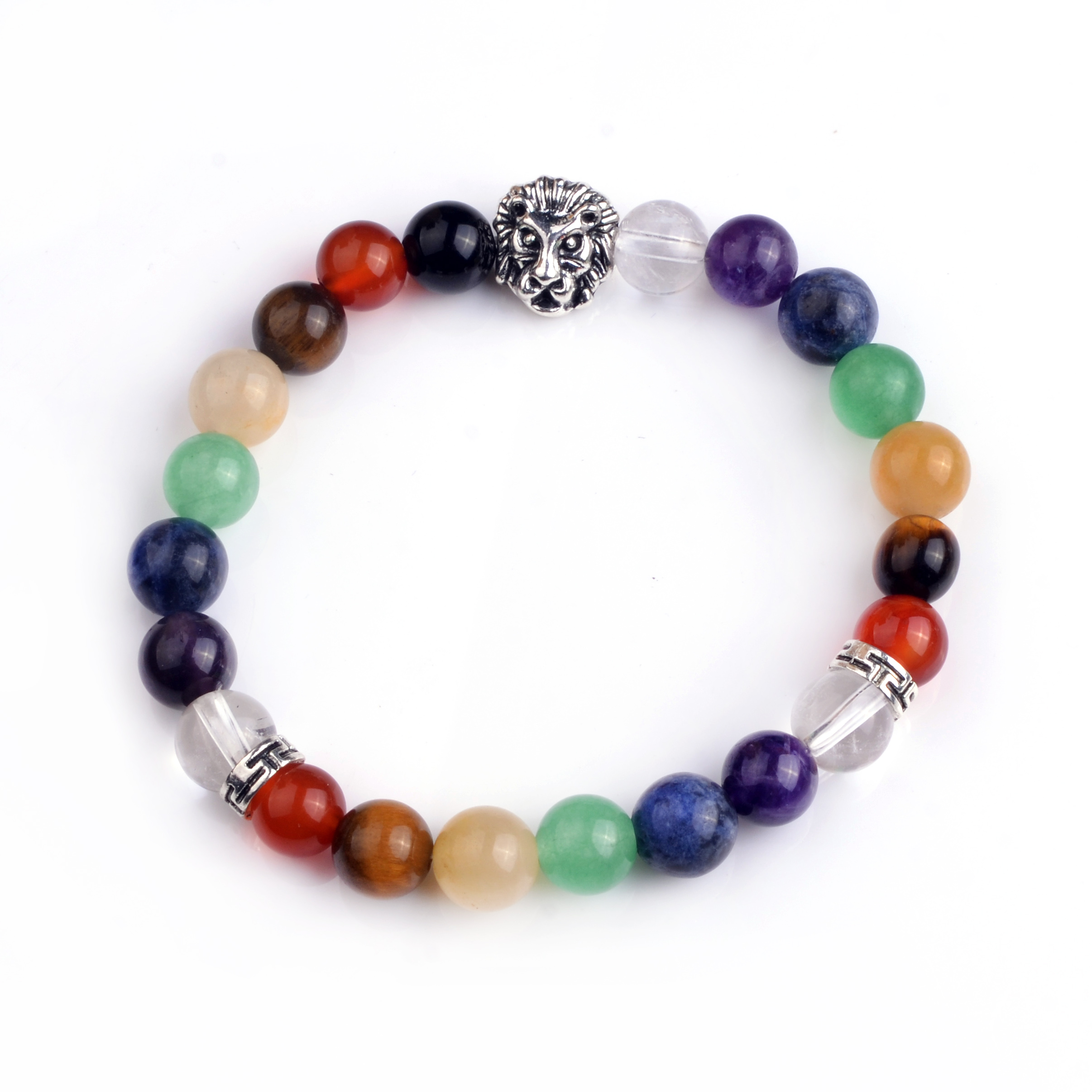 7 jewel chakra lion head gemstone bracelet men and women healing treatment yoga bracelet