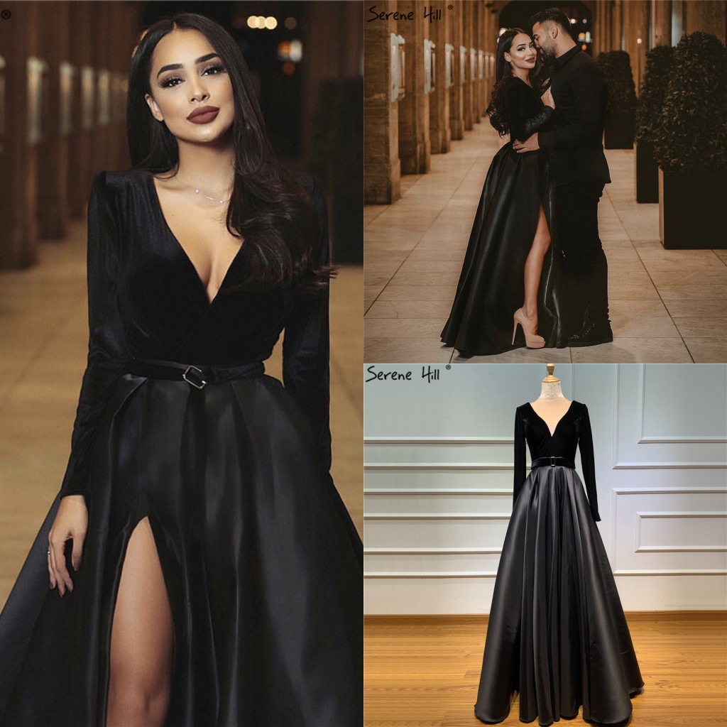 Sexy Deep V Neck Prom Dresses Vintage Velvet Long Sleeves A-line Evening Gown High Side Split Plus Size Formal Party Bridesmaid Dress, Champagne
Sexy Deep V Neck Prom Dresses Vintage Velvet Long Sleeves A-line Evening Gown High Side Split Plus Size Formal Party Bridesmaid Dress, Champagne