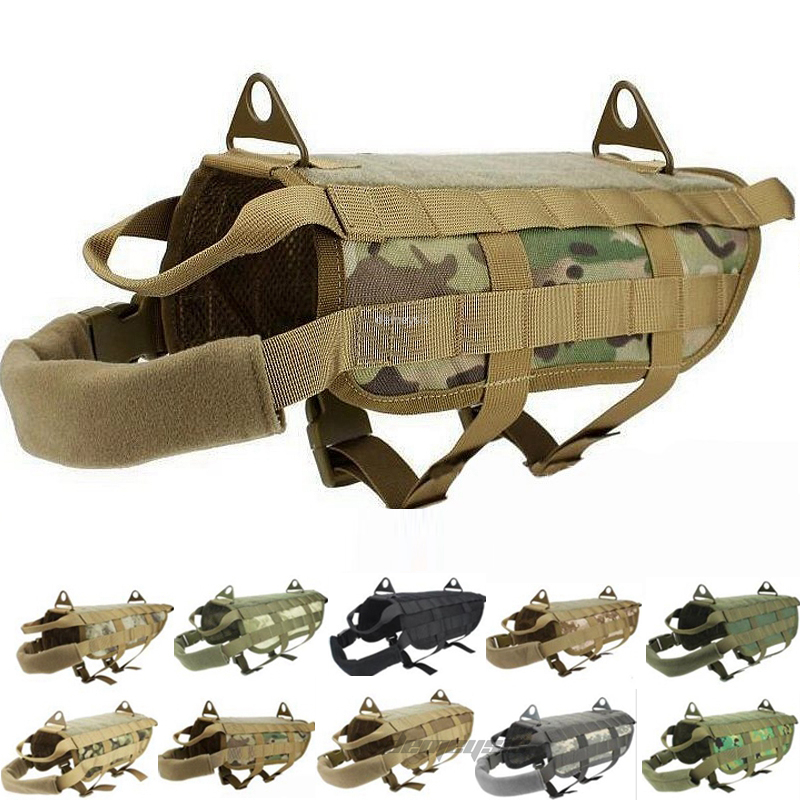 Camouflage Tactical Dog Vest 1000D Nylon Molle Dog Training Vests Hunting Pet Clothes Harness -XL, Black
Camouflage Tactical Dog Vest 1000D Nylon Molle Dog Training Vests Hunting Pet Clothes Harness -XL, Black