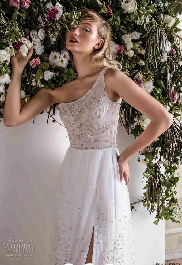 Limor Rosen 2019 Bohemian Wedding Dresses Lace Embroidery Bead Sexy Side Split Backless Bridal Gowns Sweep Train Cheap Boho Wedding Dress