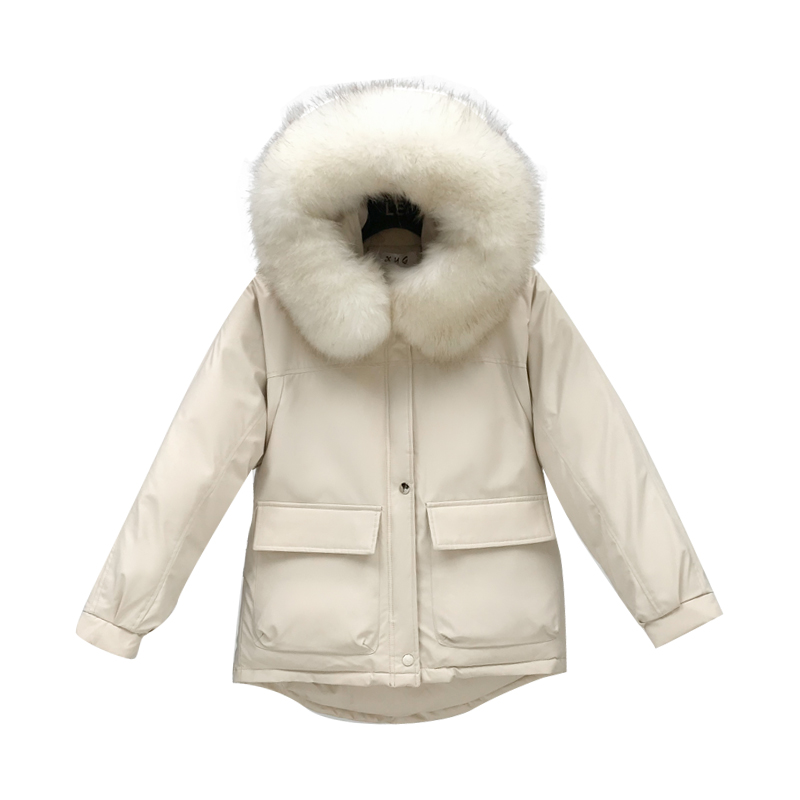 Wholesale fashion cotton women short winter big fur collar students loose thick workwear down cotton pad S-XXL, Creamy-white
Wholesale fashion cotton women short winter big fur collar students loose thick workwear down cotton pad S-XXL, Creamy-white