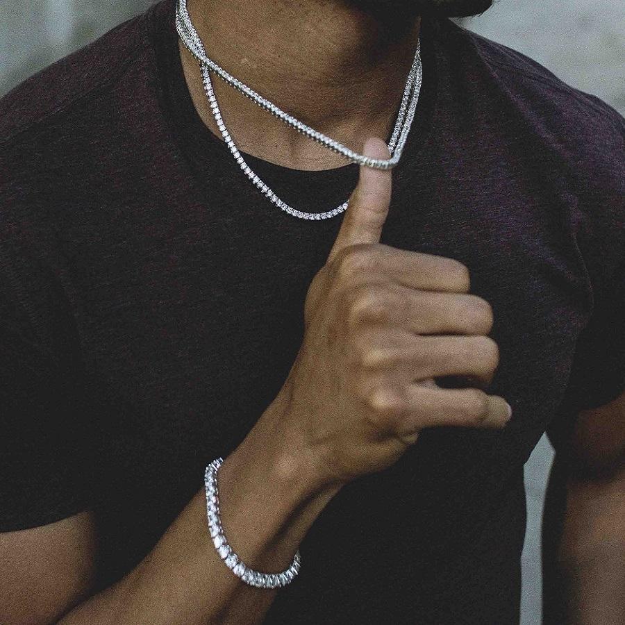 Hip hop gold cross pendant necklace for men jewelry with gold plated tennis chain crtoss necklace jewelry Bracelet