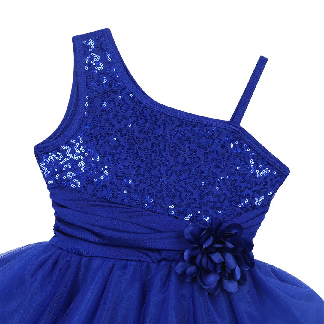 iEFiEL Girls One-Shoulder Tutu Ballet Dress Gymnastics Leotards for Girls Ballerina Dancewear Sequins Ballet Costume Dance Dress