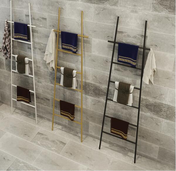 Ladder decoration Bathroom Shelves towel hanger Nordic landing art perforated free metal simple coat rack