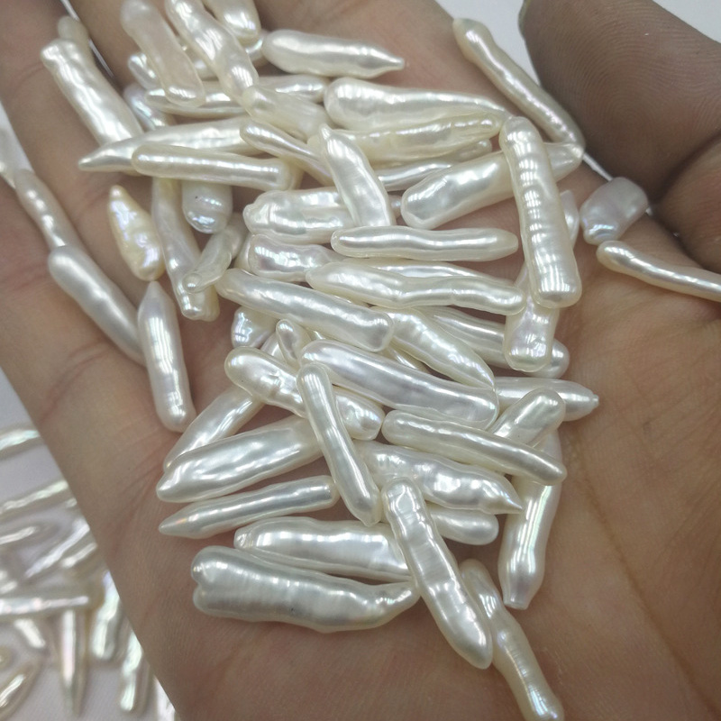 Fashion Trend Gift DIY Pearl Beads Huge Natural Cultured Toothpick Fine Pearl 6*22mm Strand Natural White Long Stick Biwa Pearl Long Beads