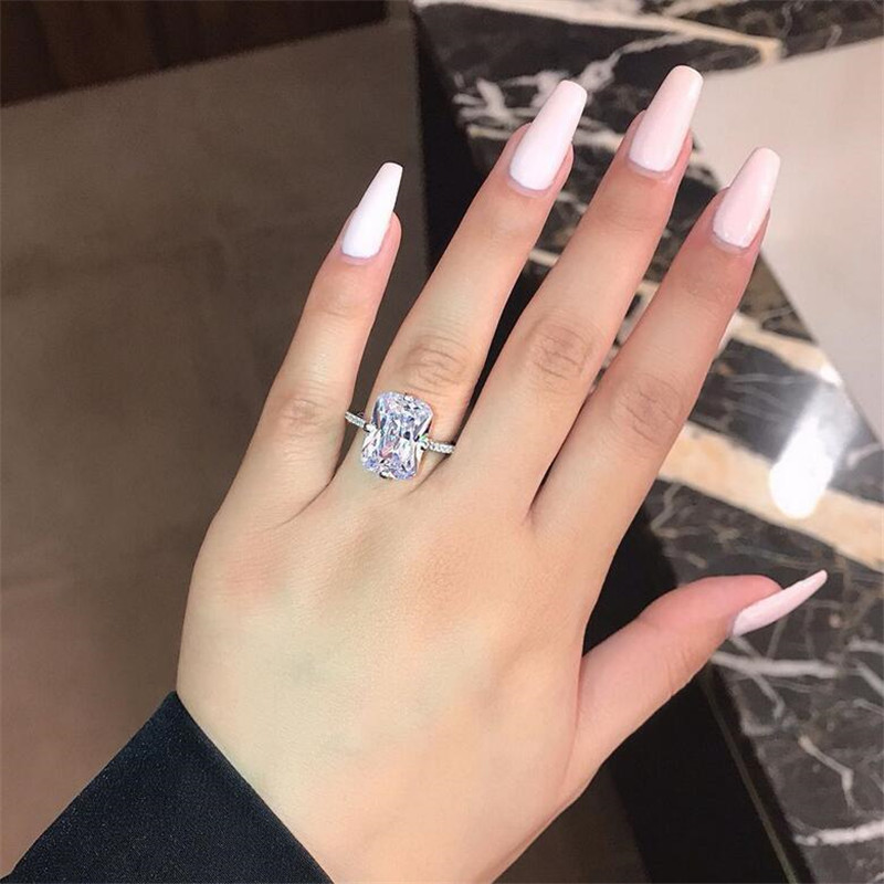 Top Selling Luxury Jewelry Couple Rings 925 Sterling Silver Princess Cut White Topaz CZ Diamond Women Wedding Bridal Ring Set For Lover Gift