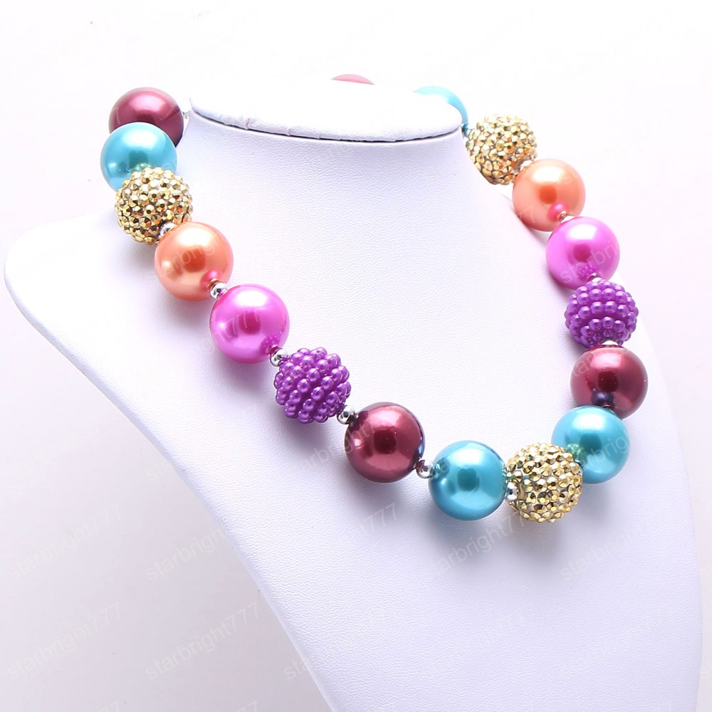New Arrival Kids Child Chunky Beads Necklace Cute Girls Toddler Bubblegum Necklace Handmade Jewelry