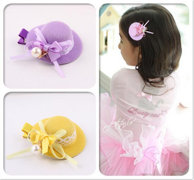 Mini Hat Baby Girls Hair Clip Barrette Style Accessories For Children Hair Hairclip Ornaments Hairpins Head Decorations Tiaras