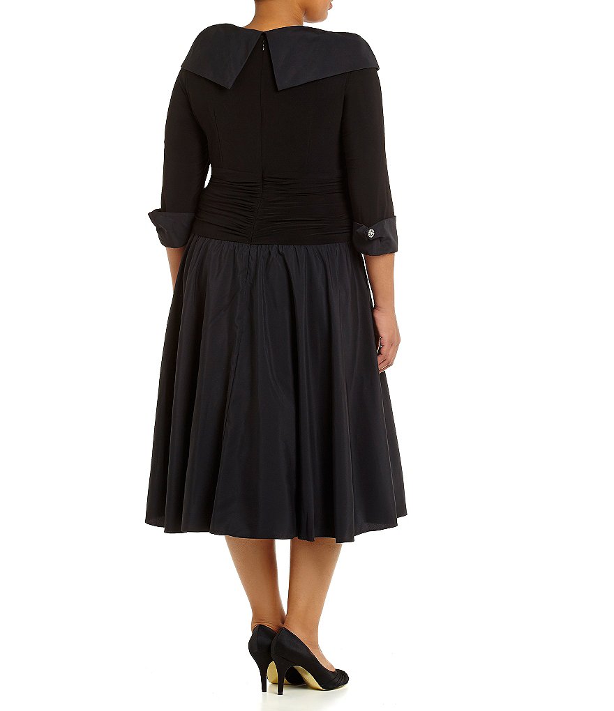 Plus Size Mother Of The Bride Dresses V Neck Half Long Sleeve Tea Length Custom Made Prom Dress Formal Evening Gowns