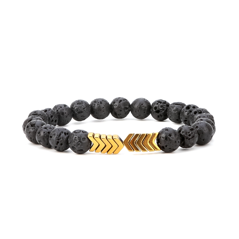 Male and female volcanic stone 8 mm lava rock beads arrow bracelet essential oil scattered beads men and women bracelet