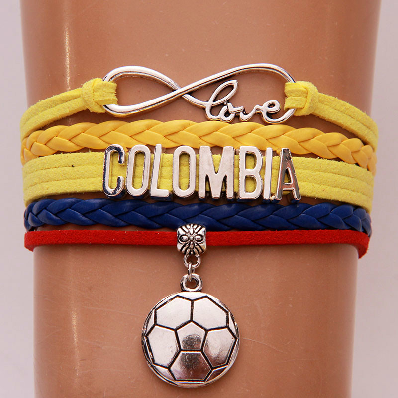 Infinity Love Colombia Bracelets Bangles Soccer Charm Braided Pu Leather Bracelet Jewelry For Women Men New Drop Shipping
Infinity Love Colombia Bracelets Bangles Soccer Charm Braided Pu Leather Bracelet Jewelry For Women Men New Drop Shipping