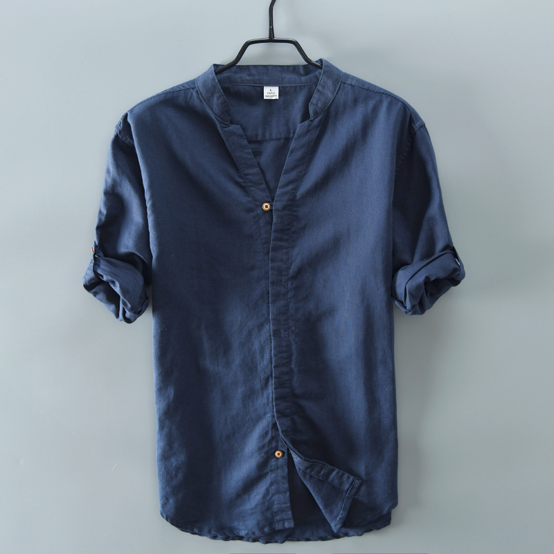 China style thin linen casual loose shirt literary cotton and linen stand collar shirt, Khaki
China style thin linen casual loose shirt literary cotton and linen stand collar shirt, Khaki