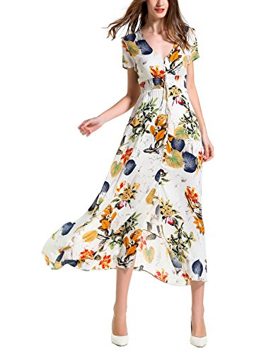 Angelady Bohemian Women Button Up Split Floral Print Short Sleeve Beach Maxi Dress, Button up-pink
Angelady Bohemian Women Button Up Split Floral Print Short Sleeve Beach Maxi Dress, Button up-pink