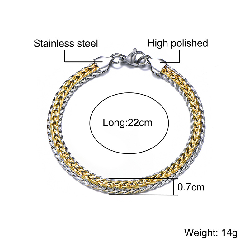 Mens Titanium Stainless Steel Franco Chain Hip Hop Gold Bracelet Personalized Miami Rapper Club Wristband Wolf Tide Jewelry Gifts for Guys for Sale