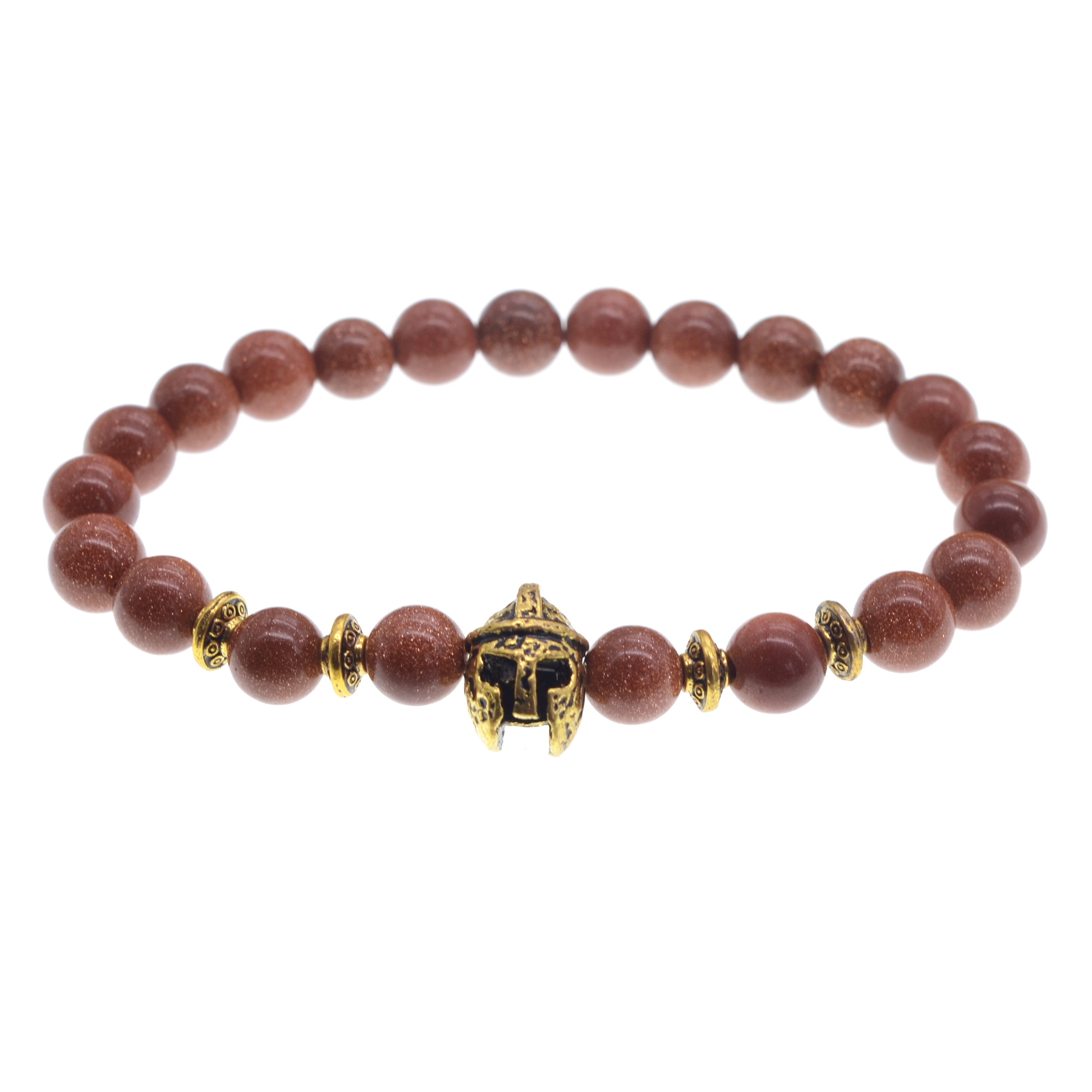 Warrior Bracelet / Helmet Charm Bracelet Natural Stone Bracelet Male Beaded Charm Temperament Birthday Gift