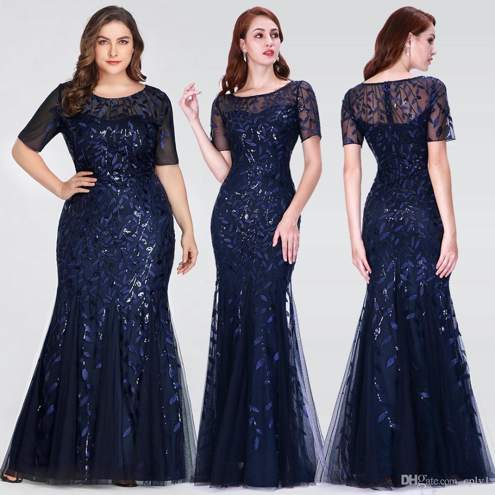 

Plus Size Saudi Arabia Prom Dresses 2019 Ever Pretty EZ07707 Short Sleeve Lace Appliques Tulle Mermaid Long Dress Party Gowns, Hunter green