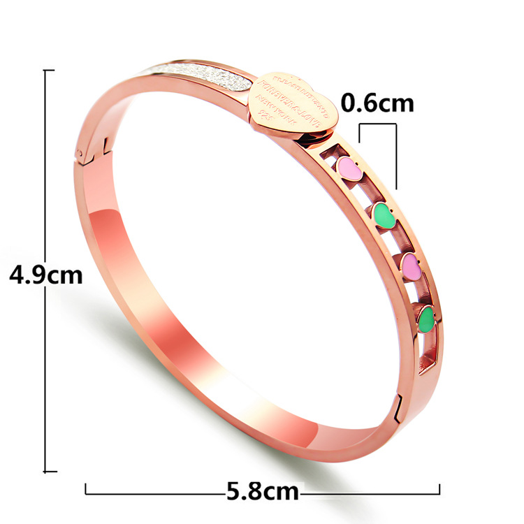 Wholesale- Heart half frosted bracelets Silver Gold Rose love Bangle Bracelet forever Love Pulseiras Stainless Steel Wristband Jewelry
