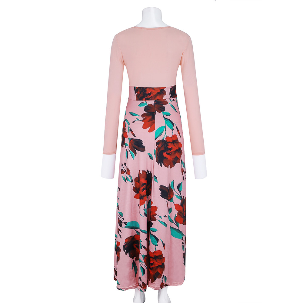 HOT 2019 Women Casual Long Sleeve Floral Boho Print Regular Long Maxi Dress Ladies Ankle-Length Dress#T2