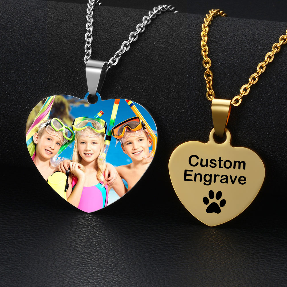 Personalized Full Color Photo Uv Printing Necklace in Stainless Steel 5 Colors Heart Engraved Customized Name Text Gift SL-130
Personalized Full Color Photo Uv Printing Necklace in Stainless Steel 5 Colors Heart Engraved Customized Name Text Gift SL-130