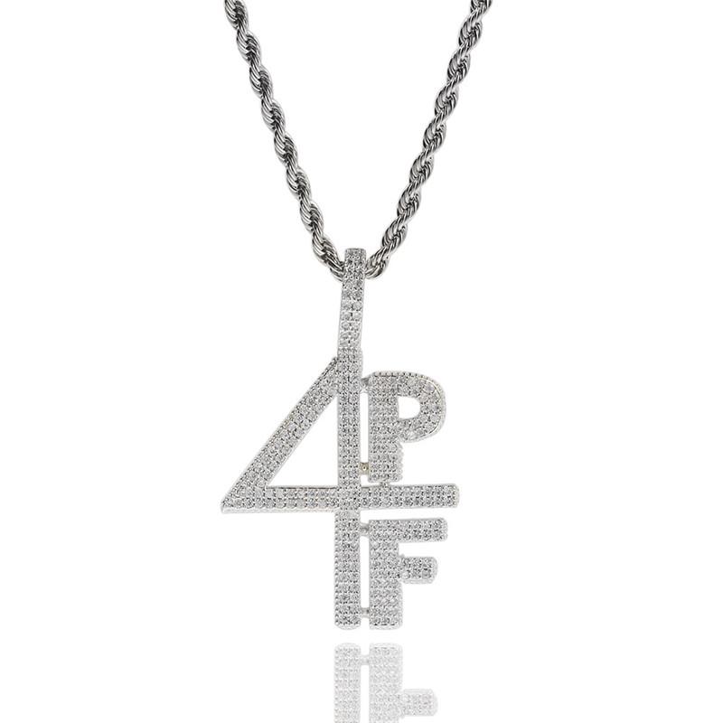 Gold Silver Plated 4PF Pendant Necklace Iced Out Chains Lab Diamond Le228R